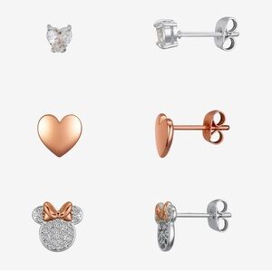 Disney Classics Stud 3 Pair Cubic Zirconia Heart
Minnie Mouse Earring Set